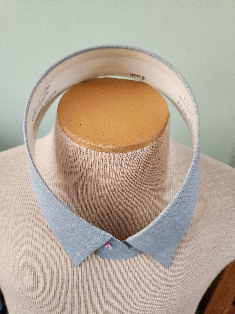 Blue Vintage Men Detachable Colorful Collar for Shirts Edwardian Antique  Weddin